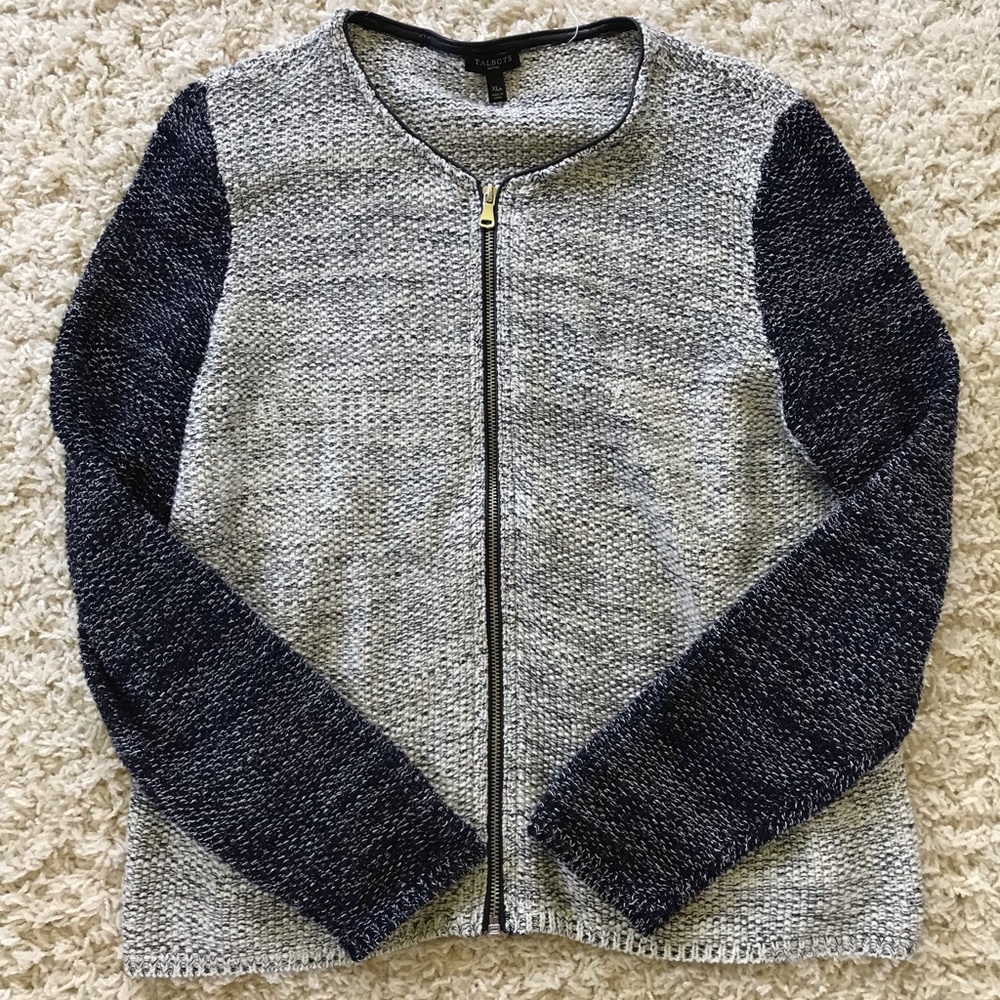 Talbots gray and blue zip up. Size XLP